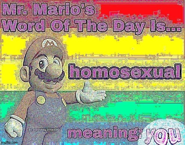 YOU | image tagged in mario,homosexual,word | made w/ Imgflip meme maker