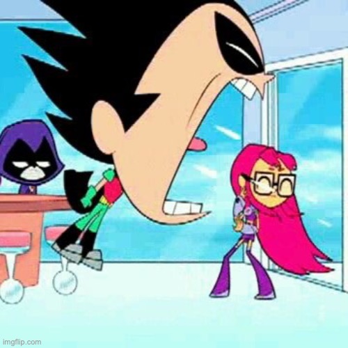 Robin screaming at starfire | image tagged in robin screaming at starfire | made w/ Imgflip meme maker