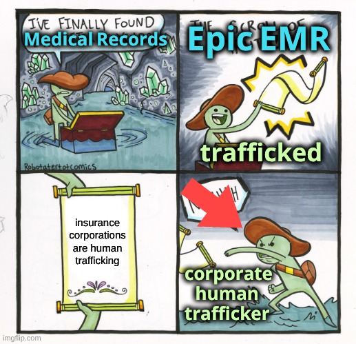 The Truth of The Medical Mafia | 𝐄𝐩𝐢𝐜 𝐄𝐌𝐑; 𝐌𝐞𝐝𝐢𝐜𝐚𝐥 𝐑𝐞𝐜𝐨𝐫𝐝𝐬; 𝐭𝐫𝐚𝐟𝐟𝐢𝐜𝐤𝐞𝐝; insurance corporations are human trafficking; 𝐜𝐨𝐫𝐩𝐨𝐫𝐚𝐭𝐞 𝐡𝐮𝐦𝐚𝐧  𝐭𝐫𝐚𝐟𝐟𝐢𝐜𝐤𝐞𝐫 | image tagged in the scroll of truth,medica mafia,humanity,traffic,corporations,corporate greed | made w/ Imgflip meme maker