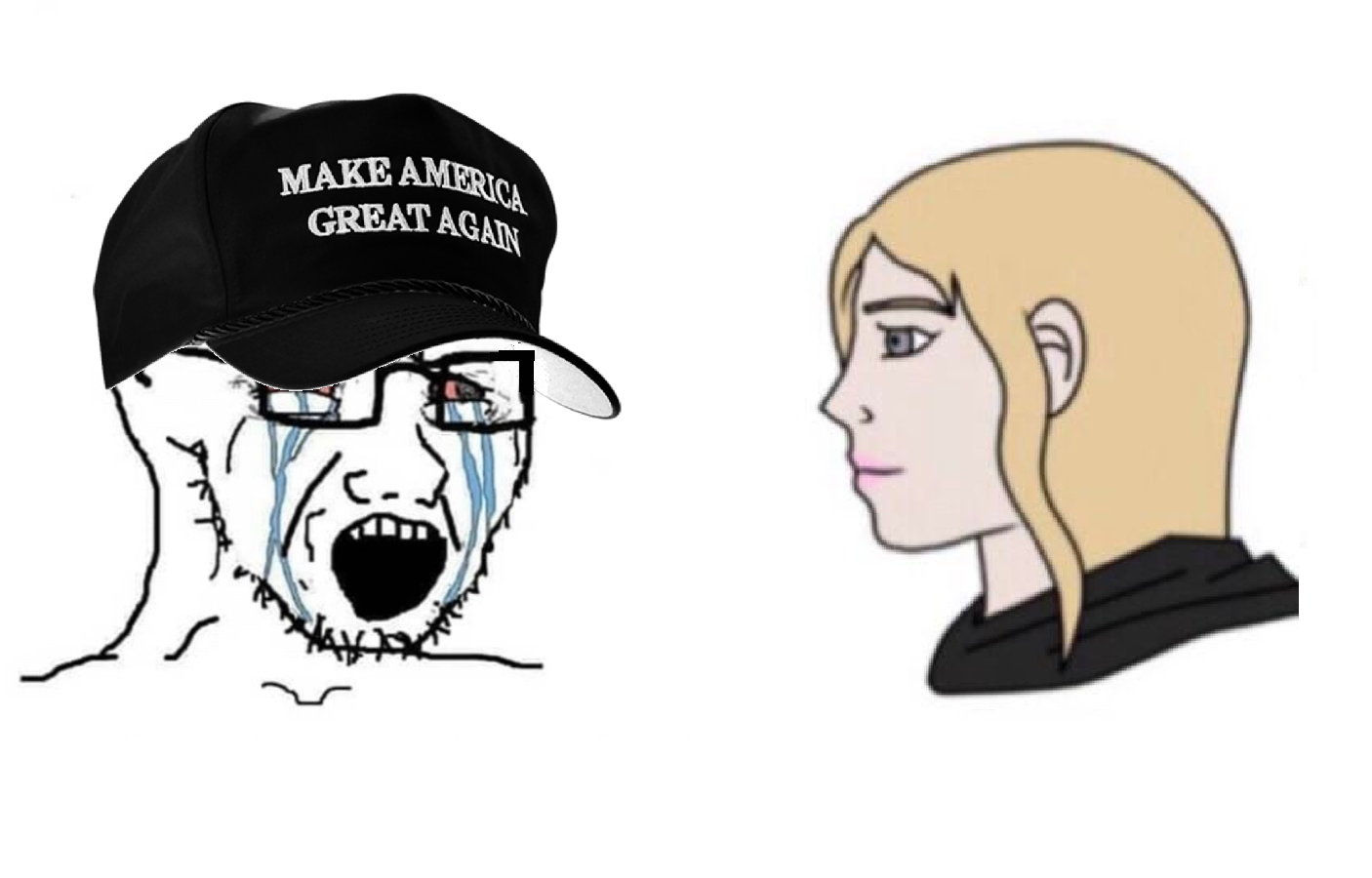 Chud and Trans Woman Wojak Blank Meme Template