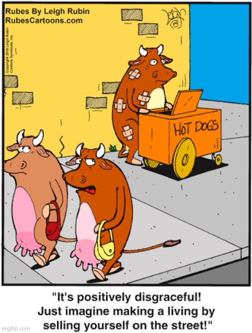 Rubes | image tagged in comics,rubes,cows,hot dogs,selling | made w/ Imgflip meme maker