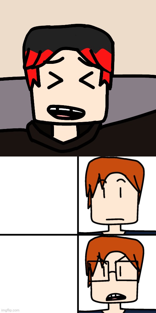 image tagged in william laughing,mc with and without glasses | made w/ Imgflip meme maker