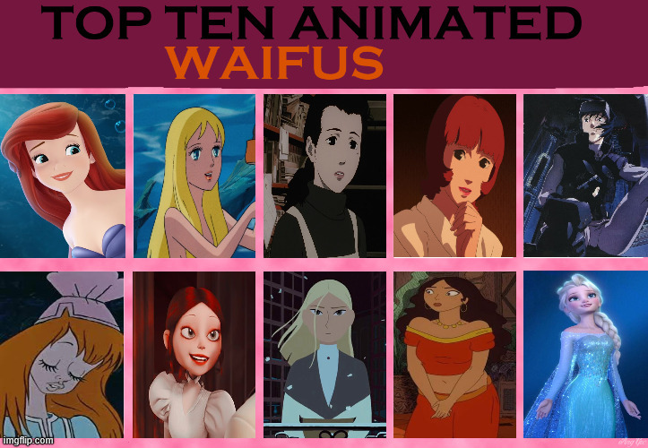 top ten animated waifus | image tagged in top 10 waifus,top ten animated waifus,fairy tail,european,movies,fantasy | made w/ Imgflip meme maker