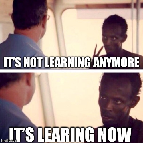 Captain Phillips - I'm The Captain Now Meme | IT’S NOT LEARNING ANYMORE; IT’S LEARING NOW | image tagged in memes,captain phillips - i'm the captain now,minnesota,education,politics,political meme | made w/ Imgflip meme maker