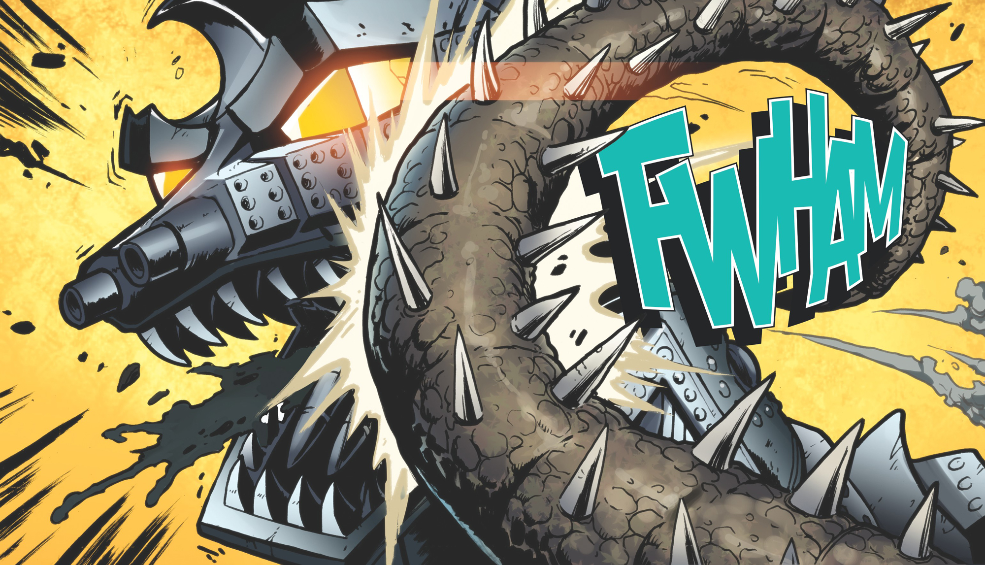 anguirus smacking mechagodzilla with his tail Blank Meme Template