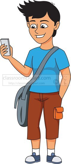teenager looking at phone clipart Blank Meme Template