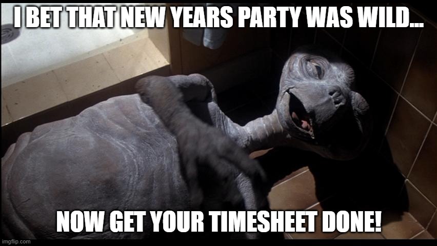 New Years hang over timesheet reminder | I BET THAT NEW YEARS PARTY WAS WILD... NOW GET YOUR TIMESHEET DONE! | image tagged in drinking when 40,timesheet reminder,new years timesheet | made w/ Imgflip meme maker