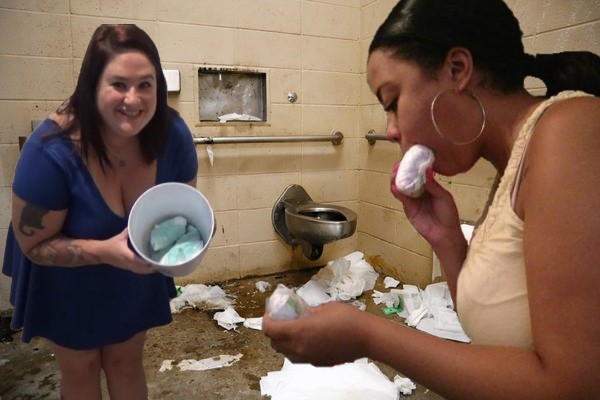 diaper eater in bathroom Blank Meme Template