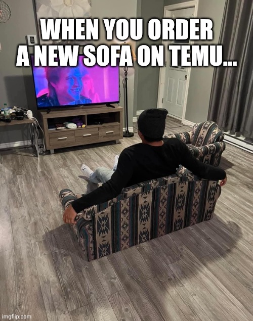 When You Order A New Sofa On Temu | WHEN YOU ORDER A NEW SOFA ON TEMU... | image tagged in chrisjoines1 | made w/ Imgflip meme maker