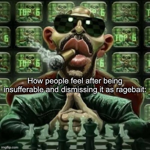 How people feel after being insufferable and dismissing it as ragebait: | made w/ Imgflip meme maker