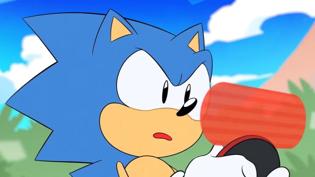 sonic looking at screen Blank Meme Template