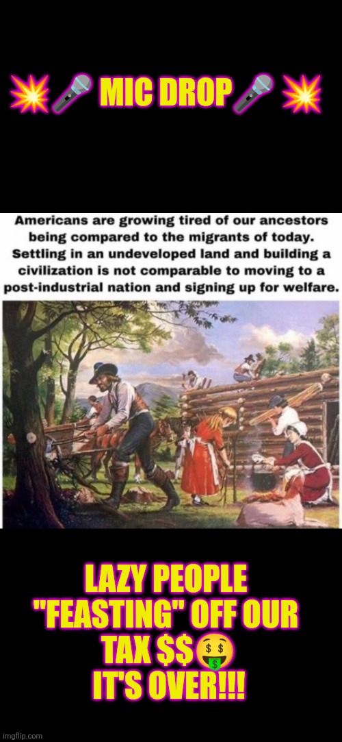 Lazy people "feasting" off our  tax $$  It's over!!! | 💥🎤 MIC DROP🎤 💥; LAZY PEOPLE "FEASTING" OFF OUR
 TAX $$🤑
 IT'S OVER!!! | image tagged in fraud,minnesota,ancestors,illegal immigration,immigration,lazy | made w/ Imgflip meme maker
