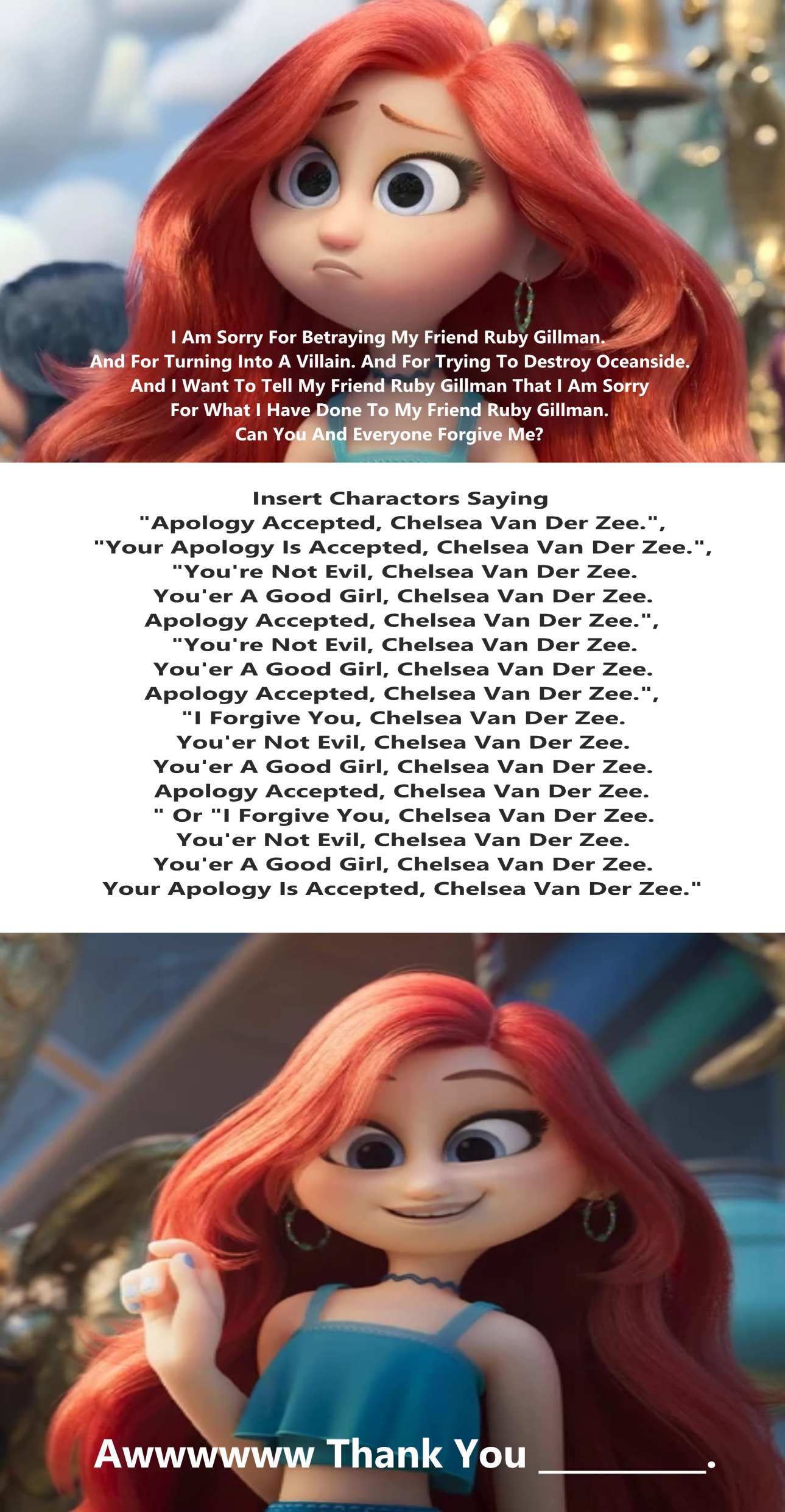 Who Accepts Chelsea Van Der Zee's Apology Blank Meme Template