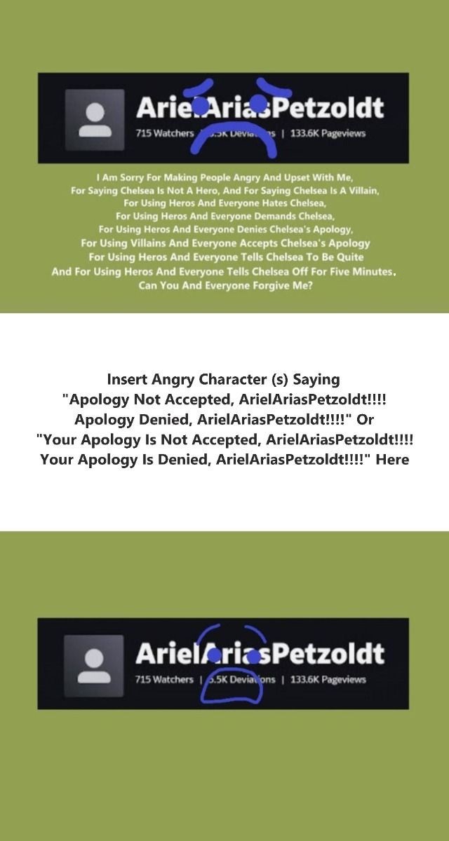 High Quality Who Denies ArielAriasPetzoldt's Apology Blank Meme Template