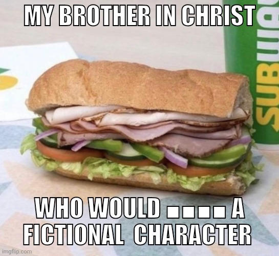 Subway sandwich | MY BROTHER IN CHRIST WHO WOULD ■■■■ A FICTIONAL  CHARACTER | image tagged in subway sandwich | made w/ Imgflip meme maker