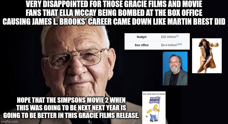 Ella McCay's officially bombed at the box office, sad day moment | VERY DISAPPOINTED FOR THOSE GRACIE FILMS AND MOVIE FANS THAT ELLA MCCAY BEING BOMBED AT THE BOX OFFICE CAUSING JAMES L. BROOKS' CAREER CAME DOWN LIKE MARTIN BREST DID; HOPE THAT THE SIMPSONS MOVIE 2 WHEN THIS WAS GOING TO BE NEXT NEXT YEAR IS GOING TO BE BETTER IN THIS GRACIE FILMS RELEASE. | image tagged in not stressing at all,meme,memes,ella mccay,sad day,box office | made w/ Imgflip meme maker