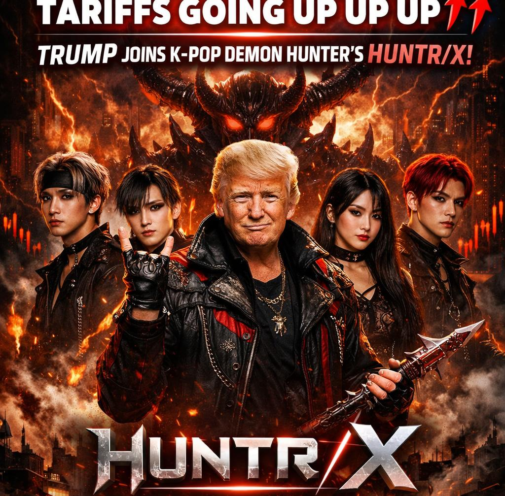 Trump's Tarrifs are going up up up because he joined k pop demon Blank Meme Template