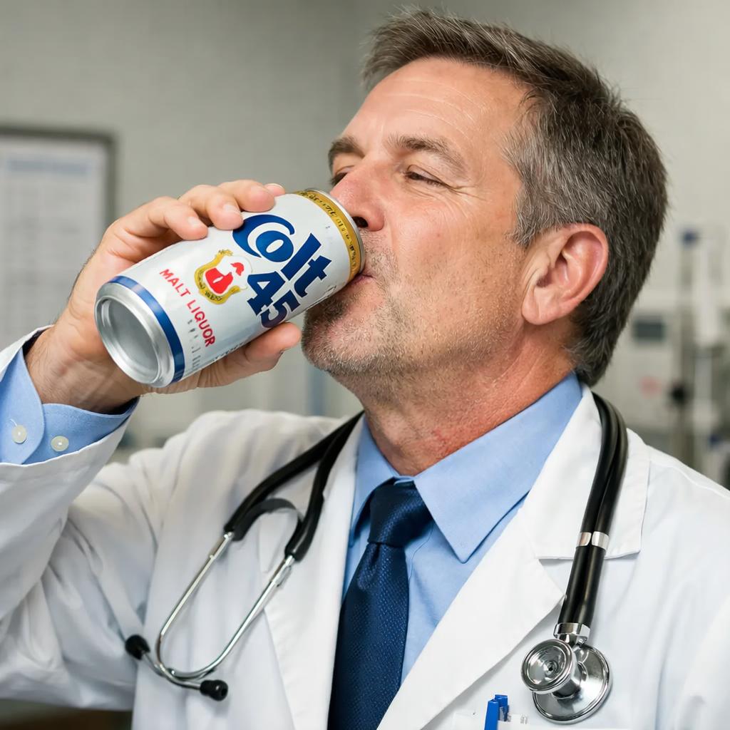 Doctor drinking Colt 45 Blank Meme Template
