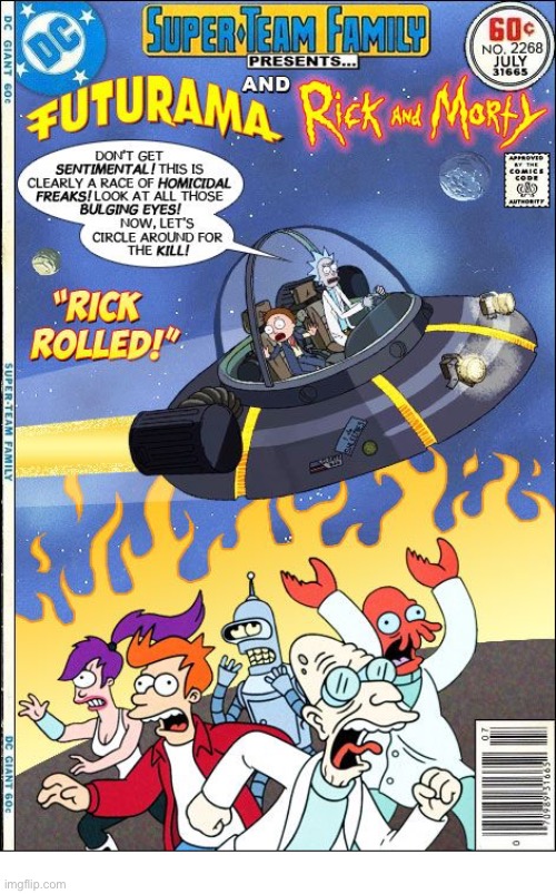 image tagged in comics,futurama,rick and morty,mashup,super team family | made w/ Imgflip meme maker