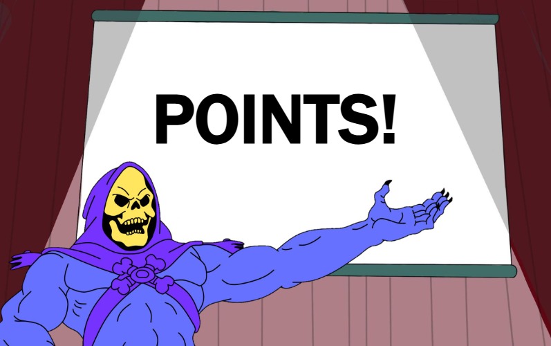 Skeletor Presents | POINTS! | image tagged in skeletor presents | made w/ Imgflip meme maker