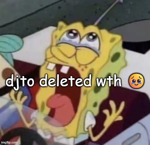 spongebob crying | djto deleted wth 🥹 | image tagged in spongebob crying | made w/ Imgflip meme maker