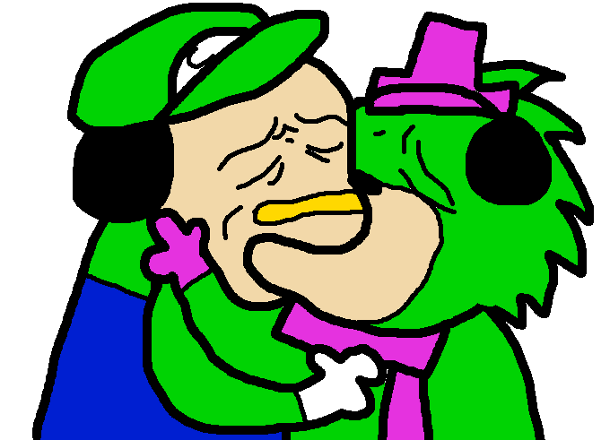 green mario and green sonic kissing Meme Template