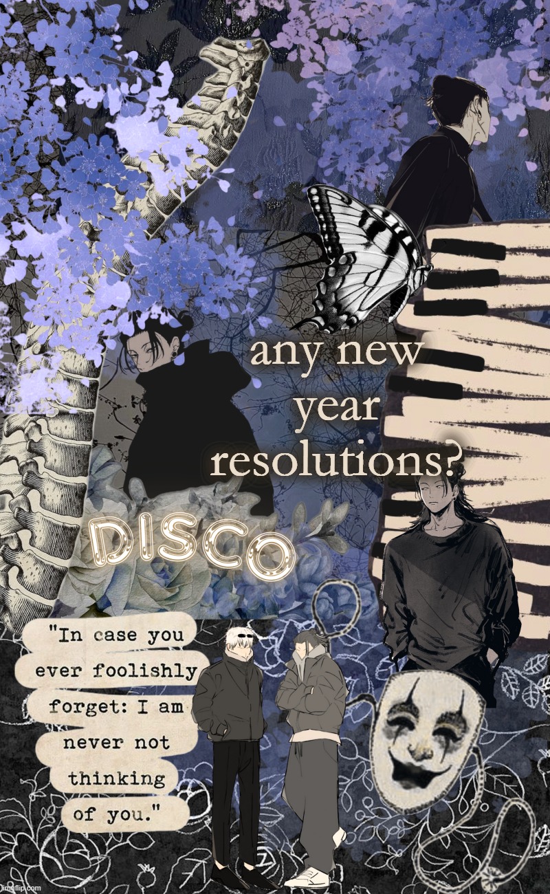 Disco's watercolor temp | any new year resolutions? | image tagged in disco's watercolor temp | made w/ Imgflip meme maker