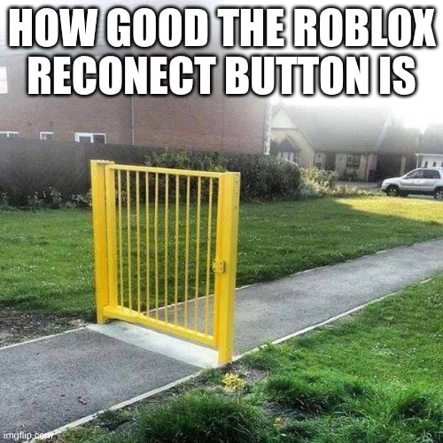 roblox | HOW GOOD THE ROBLOX RECONECT BUTTON IS | image tagged in liberal security,roblox | made w/ Imgflip meme maker