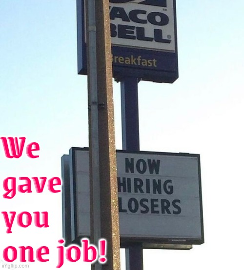 Well that doesn't work | We gave you one job! | image tagged in you had one job,you had one job just the one,epic fail,funny signs,task failed successfully,losers | made w/ Imgflip meme maker