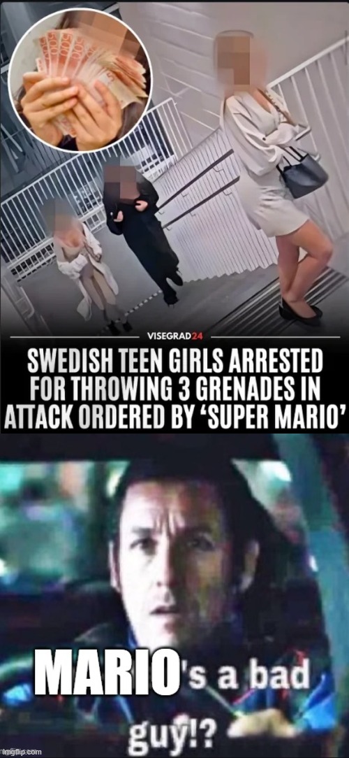 mario's a bad guy? | image tagged in memes,mario,swedish | made w/ Imgflip meme maker