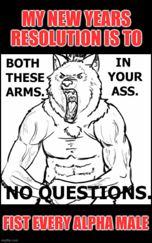 New Years Resolution! | MY NEW YEARS RESOLUTION IS TO; FIST EVERY ALPHA MALE | image tagged in fist,alpha,werewolf,wolf | made w/ Imgflip meme maker