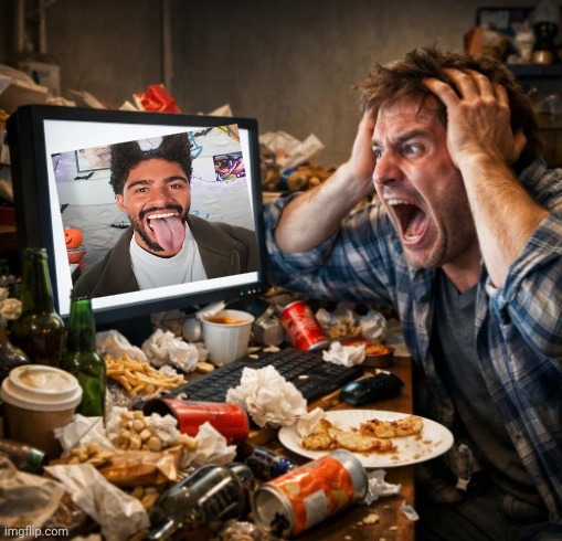 man screaming at a blank screen ai slop | image tagged in man screaming at a blank screen ai slop | made w/ Imgflip meme maker