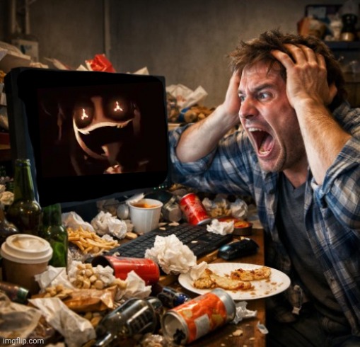 man screaming at a blank screen ai slop | image tagged in man screaming at a blank screen ai slop | made w/ Imgflip meme maker