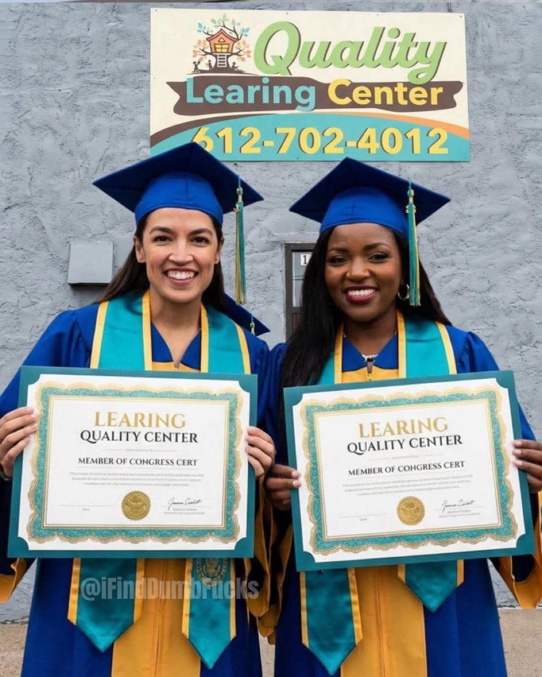 AOC & Jasmine Crockett graduate Blank Meme Template