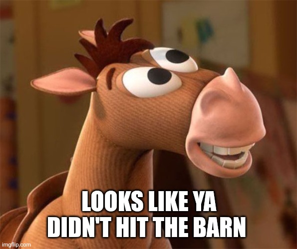 Bullseye likes that post  | LOOKS LIKE YA DIDN'T HIT THE BARN | image tagged in bullseye likes that post | made w/ Imgflip meme maker