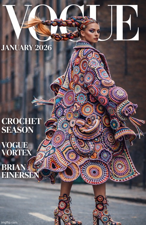 Designed with Craiyon | image tagged in fashion,vogue,vogue magazine,ai art,craiyon,brian einersen | made w/ Imgflip meme maker
