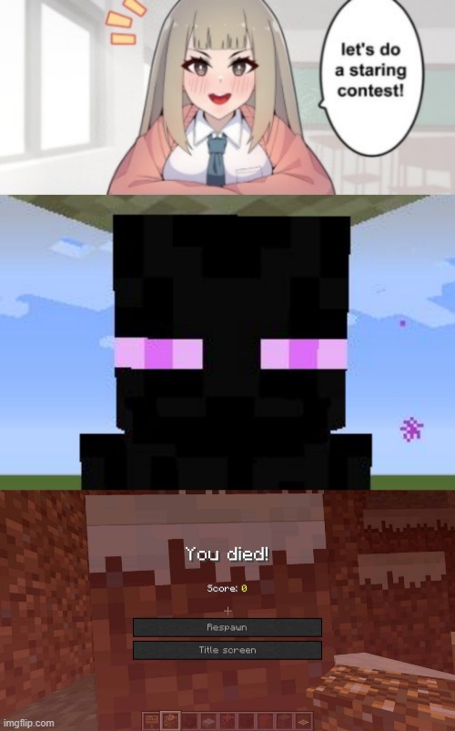 image tagged in staring contest extended,enderman | made w/ Imgflip meme maker