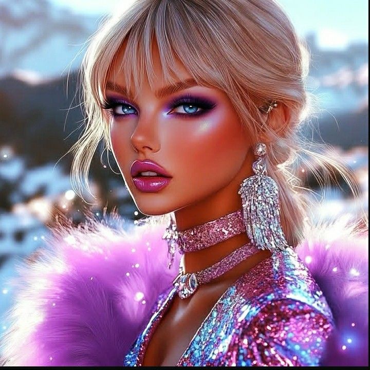 Fur-wearing beautiful woman Blank Meme Template