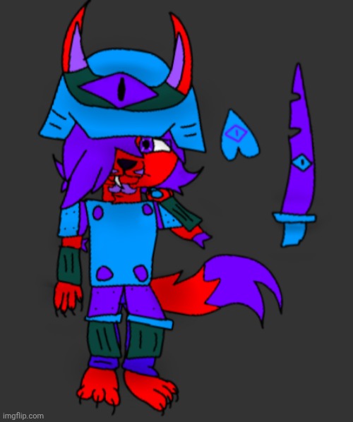 I drew Gebrix if he was in the dark world, the earrings take form of samurai armor and a katana since they are of Japan origin | image tagged in furry,gebrix | made w/ Imgflip meme maker