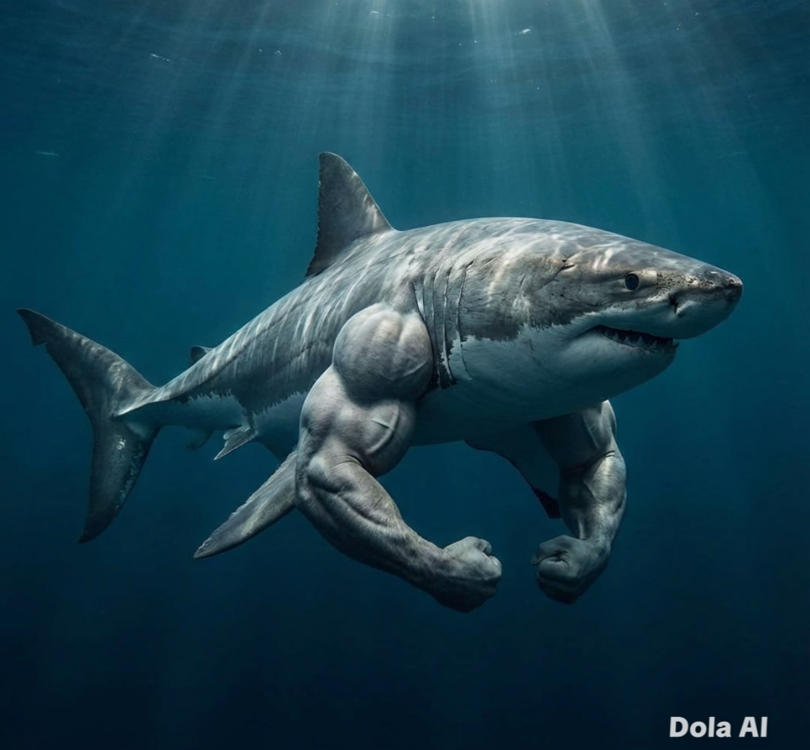 Muscle shark Blank Meme Template