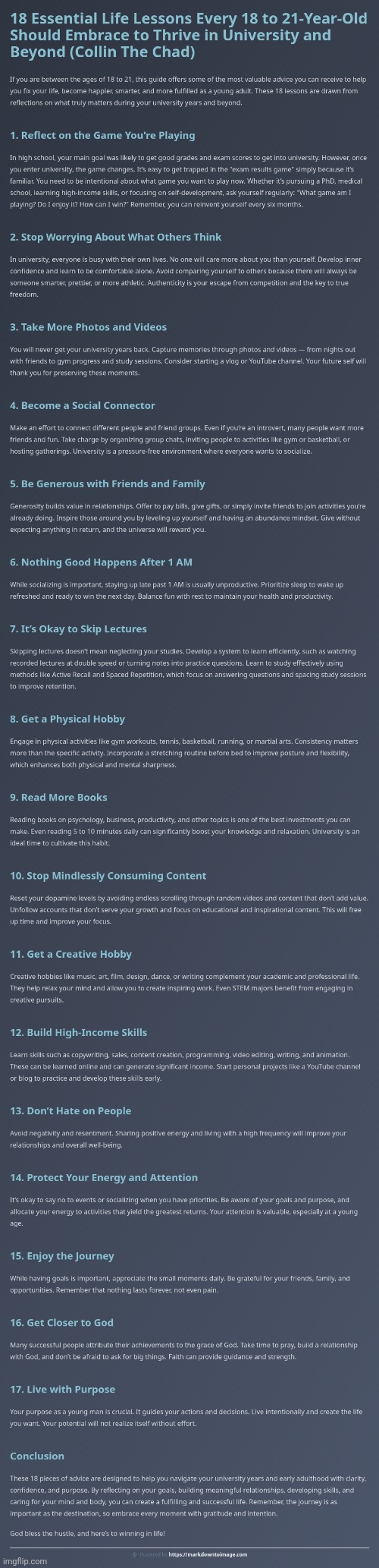 Advice For 18-to-21-Year-Old's :> | image tagged in simothefinlandized,collin the chad,infographics,life advice,tutorial | made w/ Imgflip meme maker