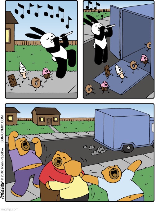 Buni Comics | image tagged in comics,buni comics,pied piper,sweets,bears | made w/ Imgflip meme maker