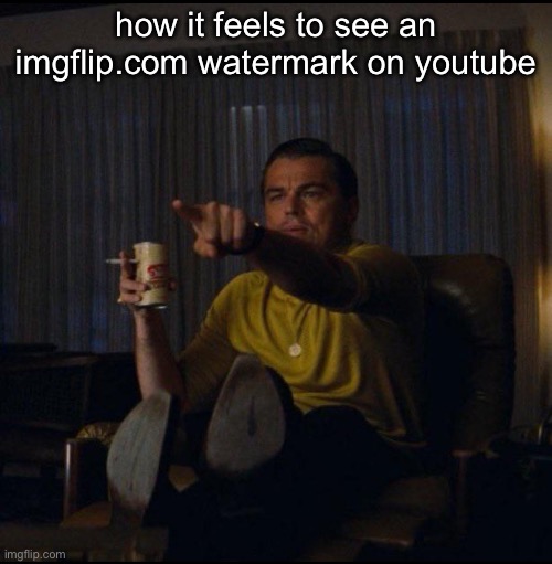 "hey! i know that one!" | how it feels to see an imgflip.com watermark on youtube | image tagged in leonardo dicaprio pointing | made w/ Imgflip meme maker