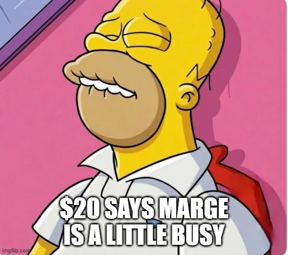 Homer Grunt | $20 SAYS MARGE IS A LITTLE BUSY | image tagged in sex jokes | made w/ Imgflip meme maker