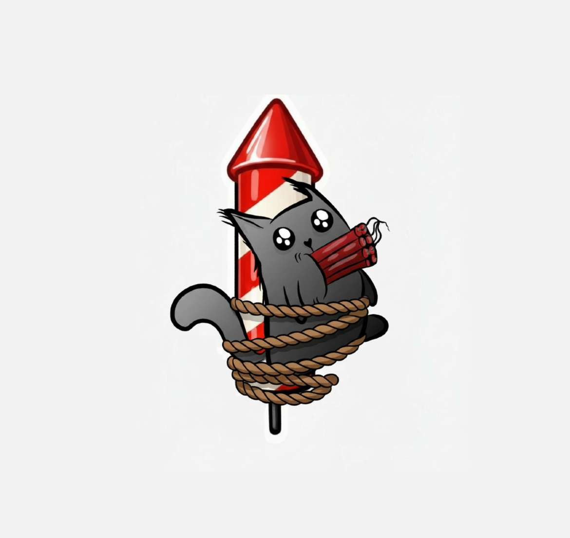 Cat eating dynamite and bound to da firework Blank Meme Template