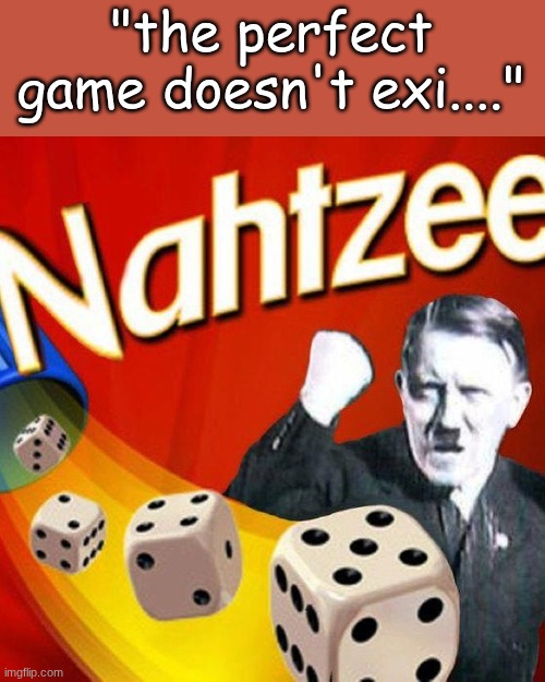 "the perfect game doesn't exi...." | image tagged in nazi,yahtzee,game | made w/ Imgflip meme maker