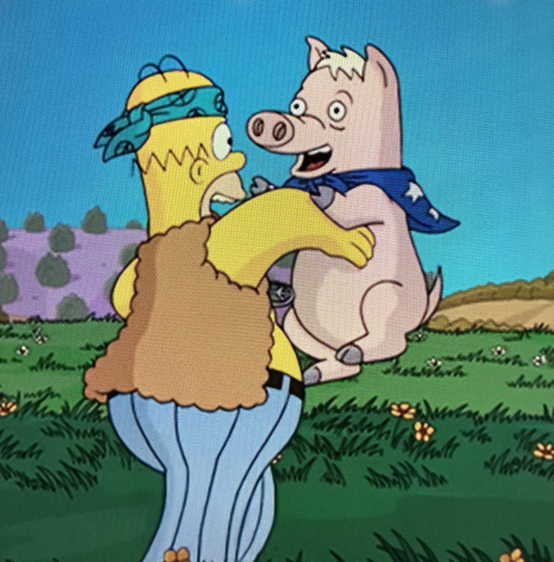 Homer Simpson & Pig Blank Meme Template