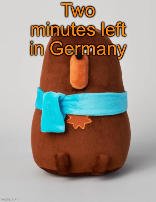 Falstaff plush | Two minutes left in Germany | image tagged in falstaff plush | made w/ Imgflip meme maker