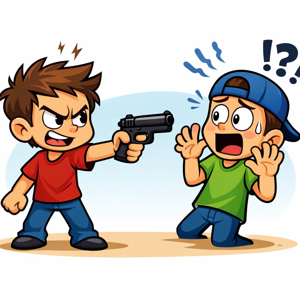 Cartoon figure point a gun at another Cartoon figure Blank Meme Template