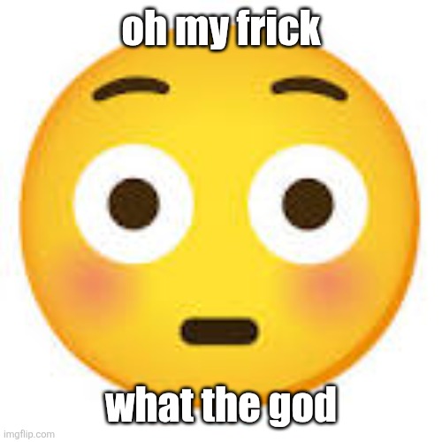 oh my frick what the god | image tagged in blushing emoji | made w/ Imgflip meme maker